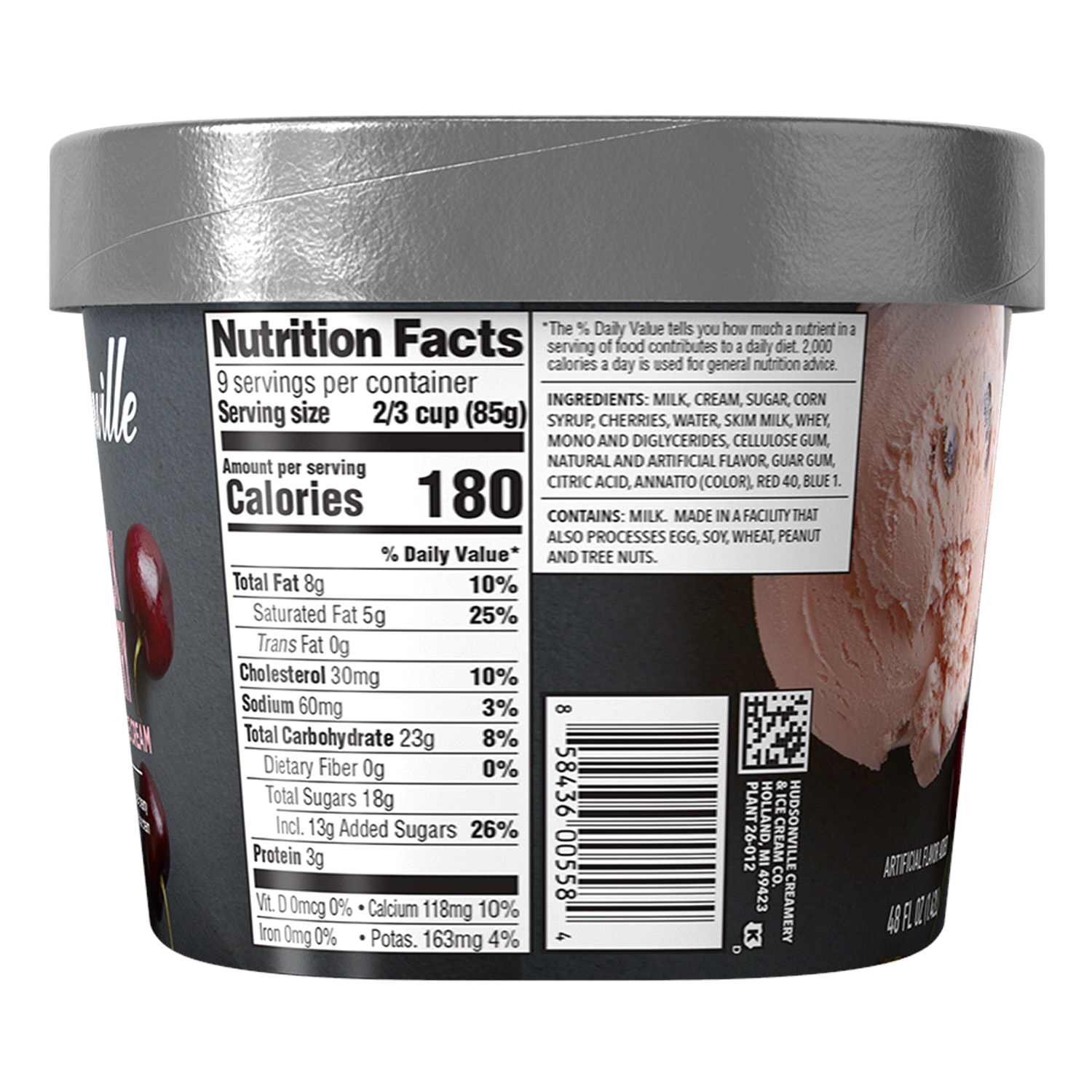 slide 2 of 4, Hudsonville Black Cherry Flavored Ice Cream 48 fl oz, 48 fl oz
