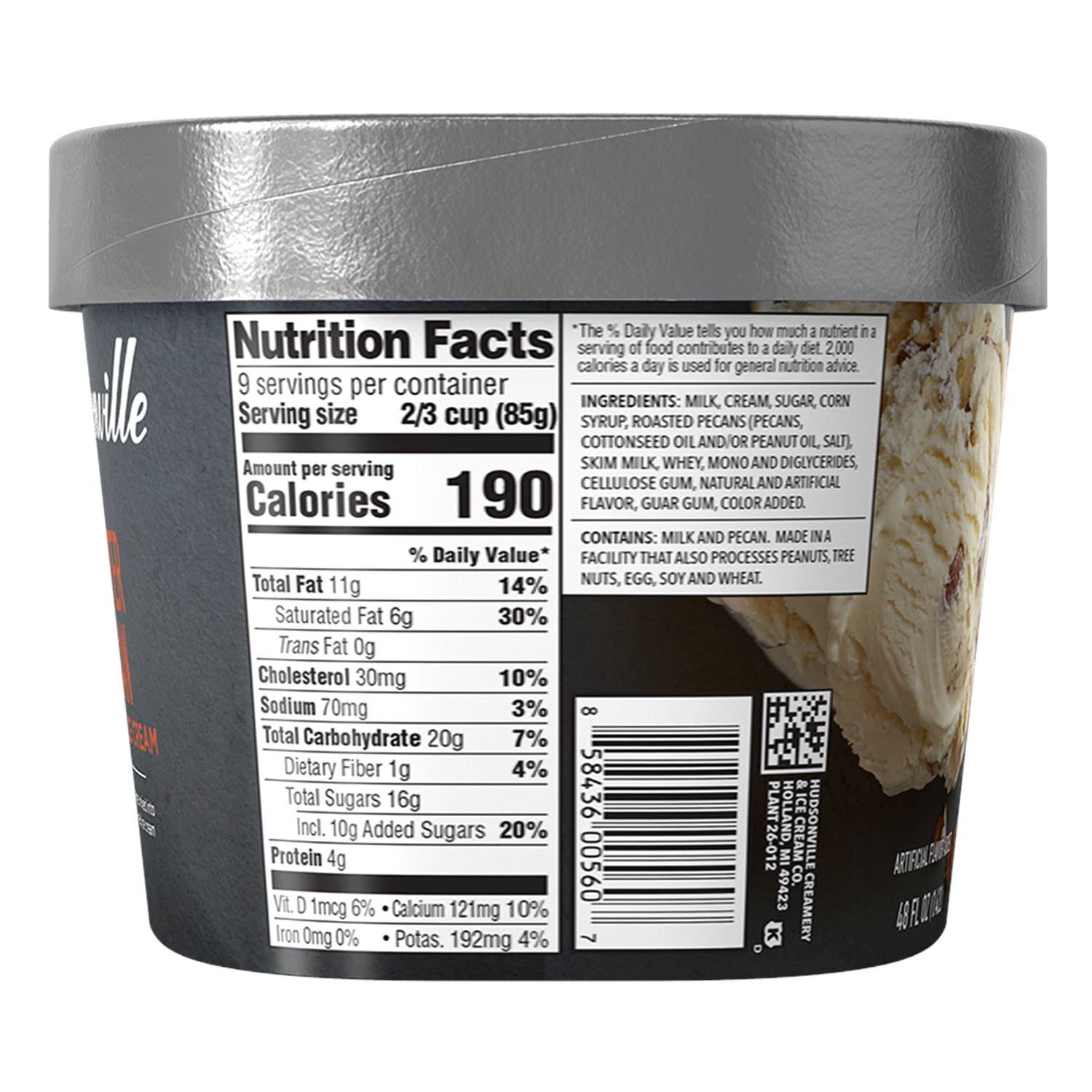 slide 2 of 4, Hudsonville Butter Pecan Flavored Ice Cream 48 fl oz, 48 fl oz