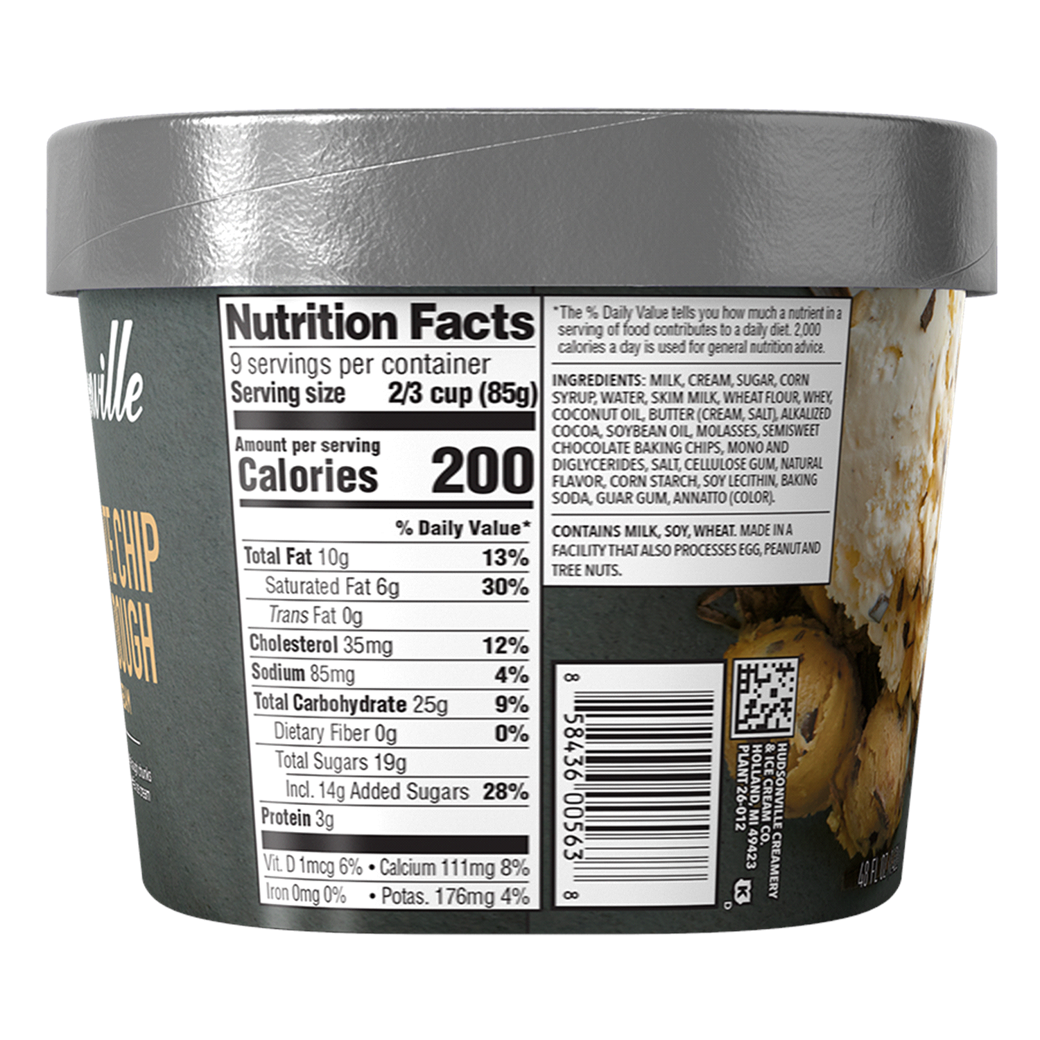 slide 2 of 4, Hudsonville Chocolate Chip Cookie Dough Ice Cream Tub, 48 oz