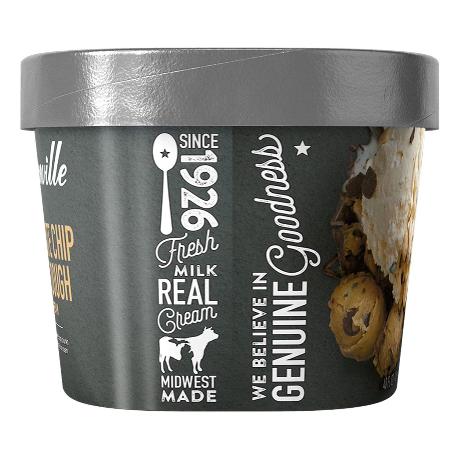 slide 3 of 4, Hudsonville Chocolate Chip Cookie Dough Ice Cream Tub, 48 oz