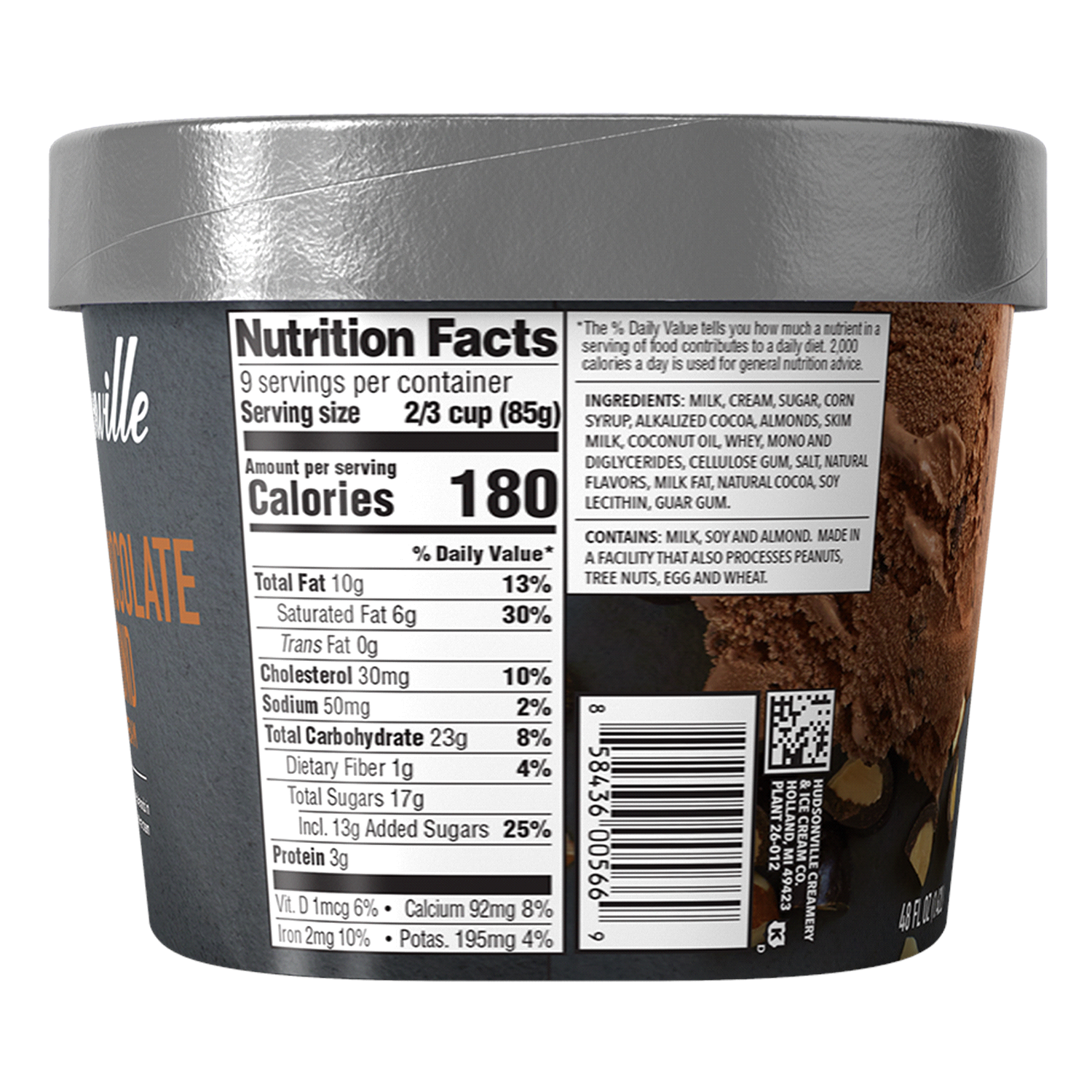 slide 2 of 4, Hudsonville Double Chocolate Almond Ice Cream 48 fl oz, 48 fl oz