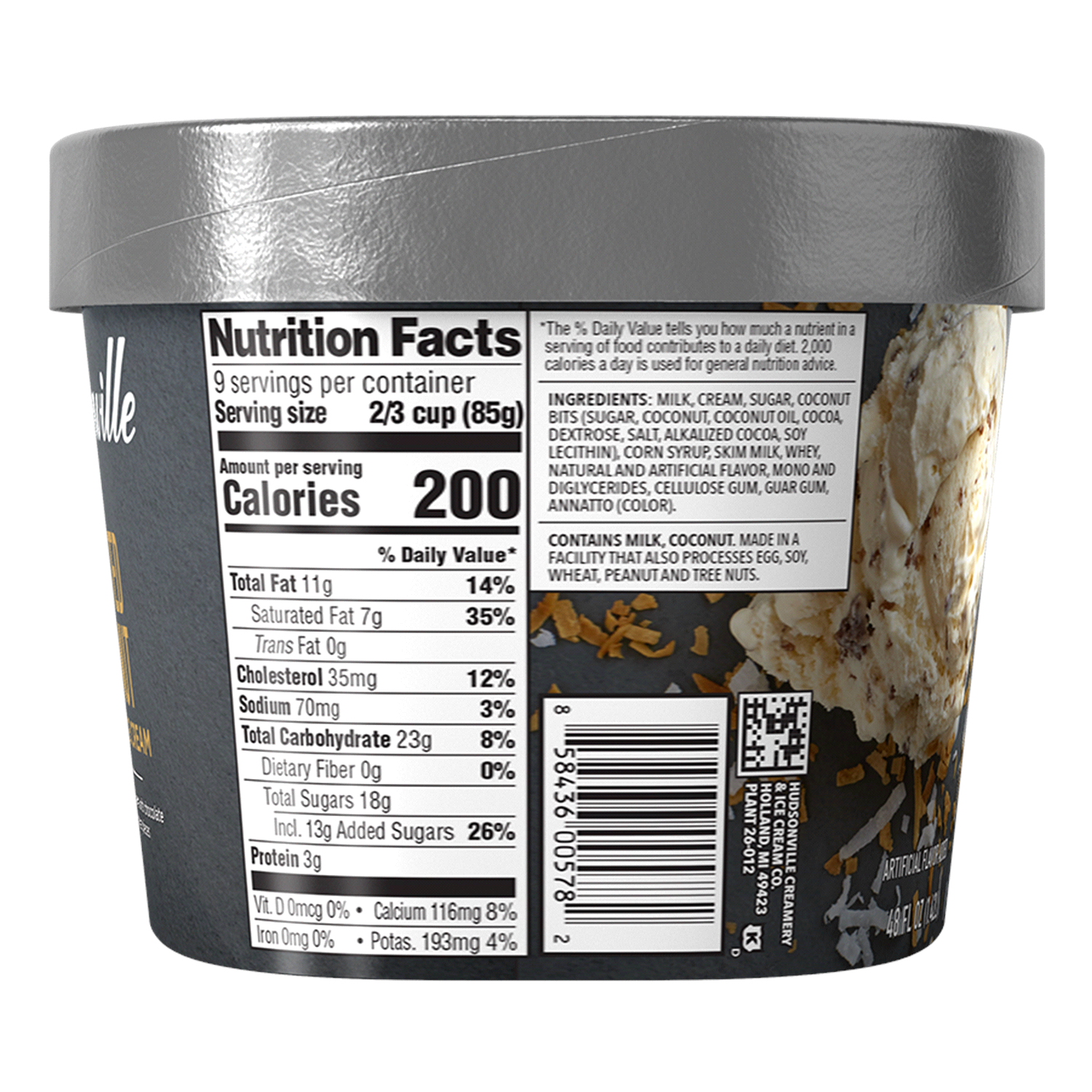 slide 2 of 4, Hudsonville Ice Cream Toasted Coconut, 48 oz