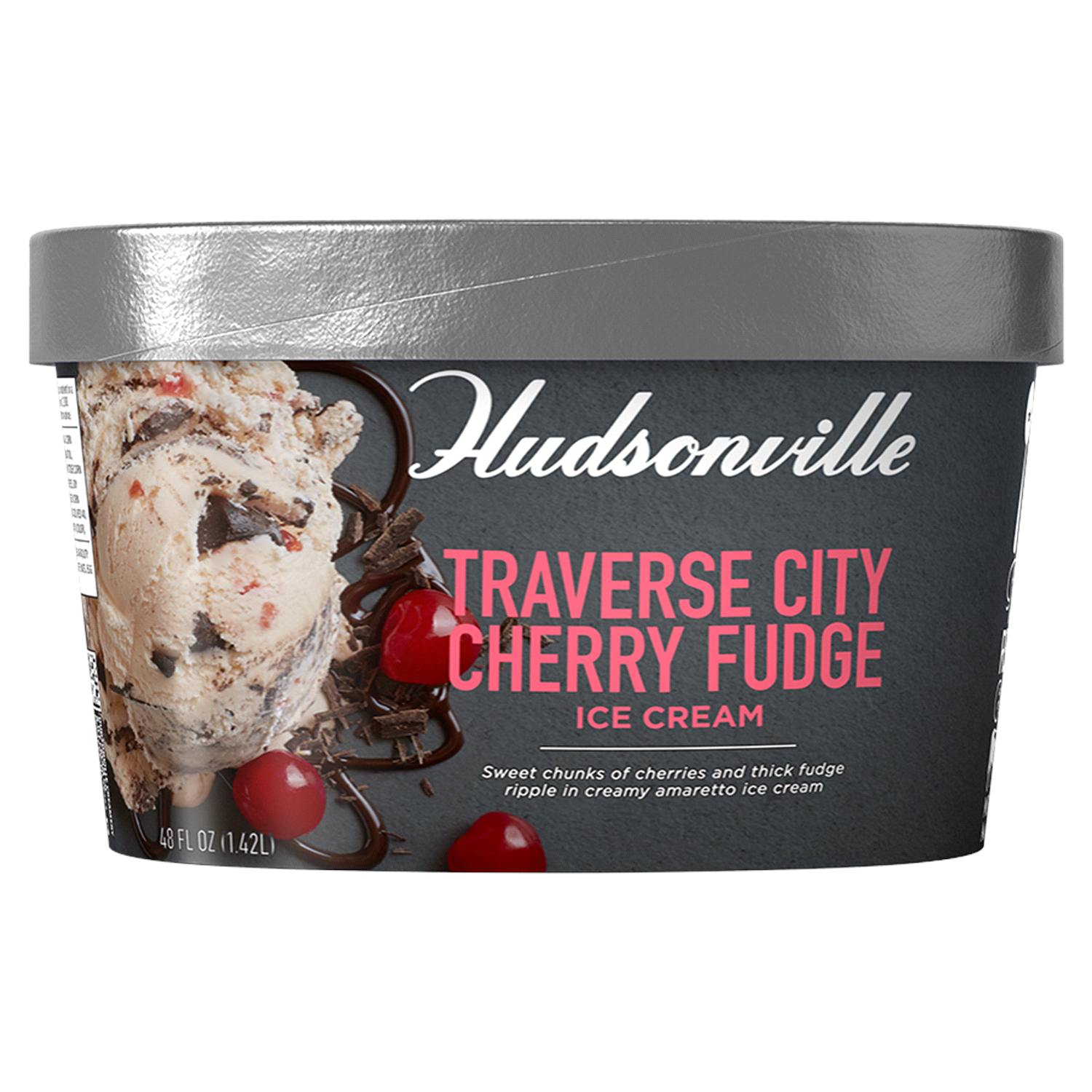 slide 1 of 4, Hudsonville Traverse City Cherry Fudge Ice Cream 48 fl oz, 48 fl oz