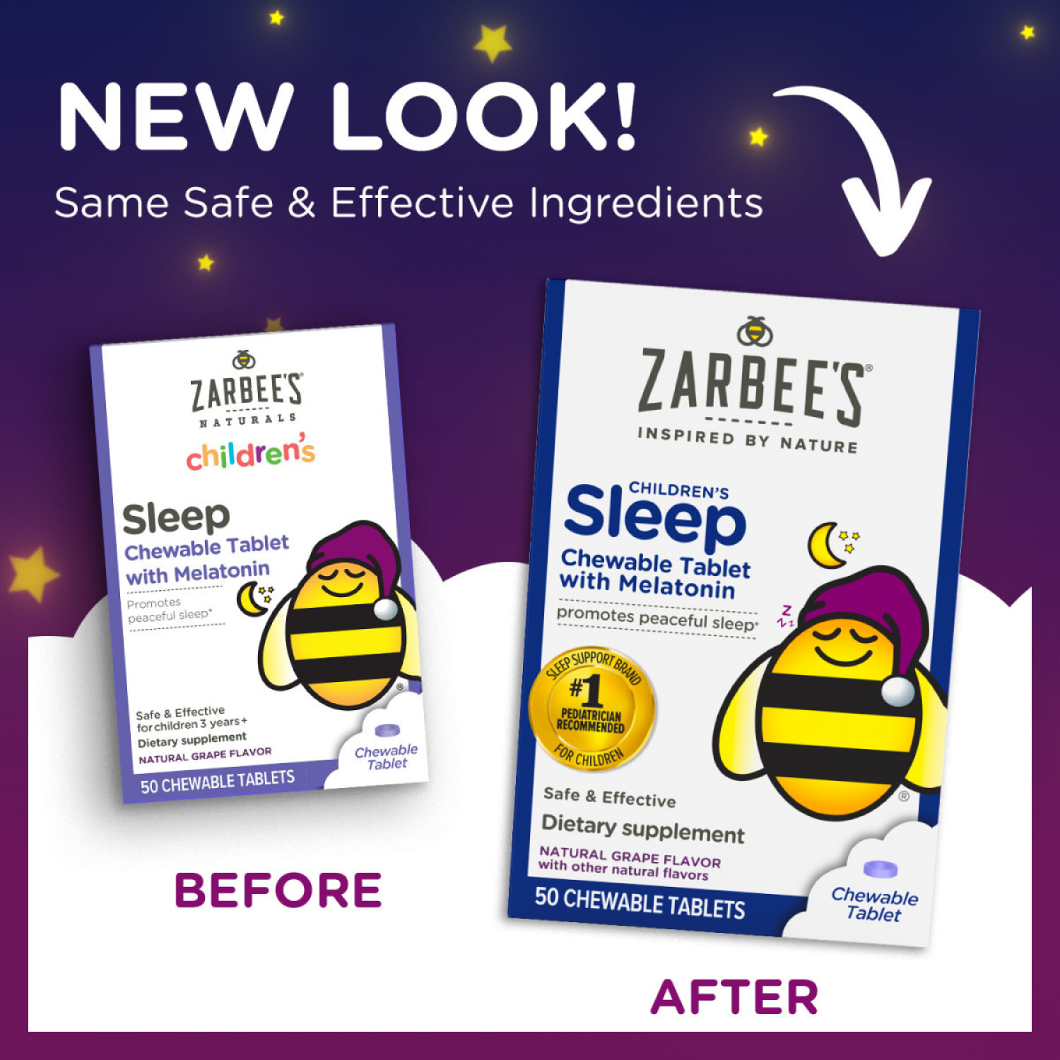 slide 7 of 8, Zarbee's Naturals Children's Sleep with Melatonin Supplement, Natural Grape, 50 Chewables, 50 ct