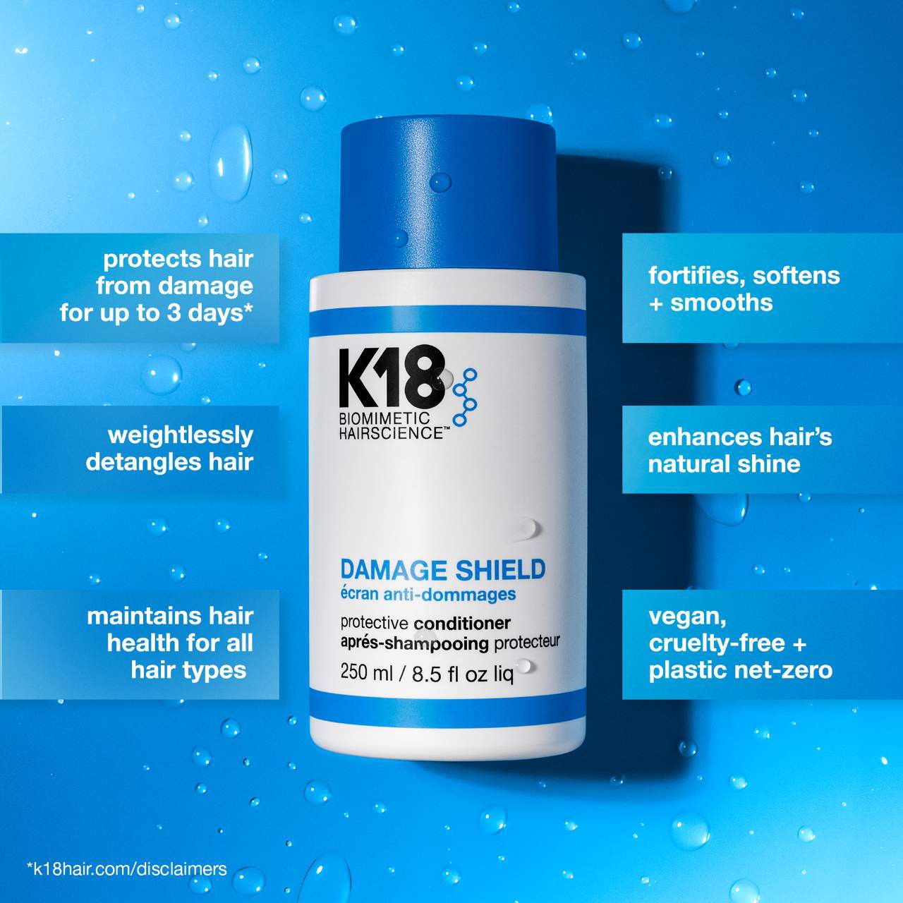 slide 6 of 9, K18 Biomimetic Hairscience DAMAGE SHIELD Protective Conditioner 8.5 oz / 250 mL,