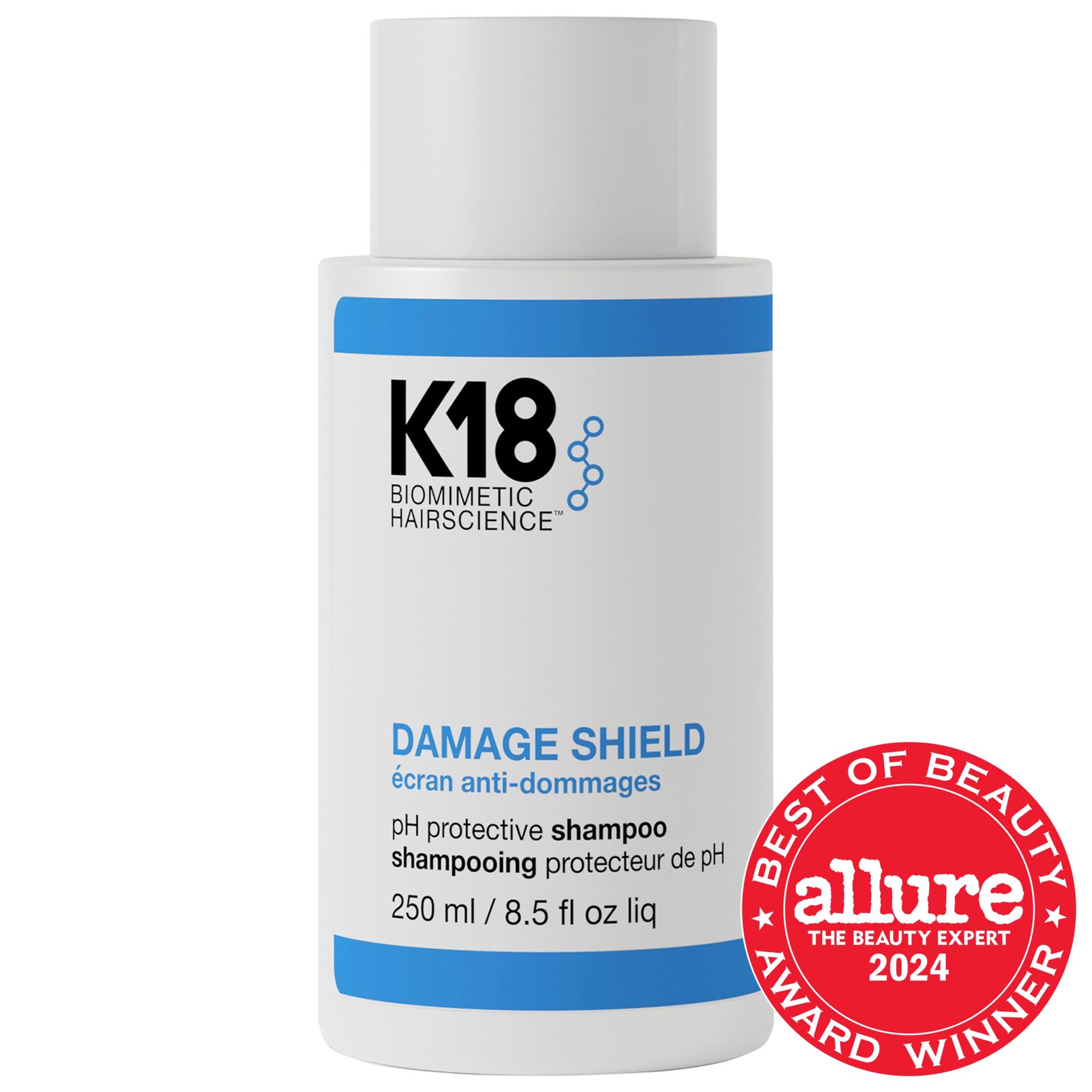 slide 1 of 7, K18 Biomimetic Hairscience DAMAGE SHIELD pH Protective Shampoo 8.5 oz,