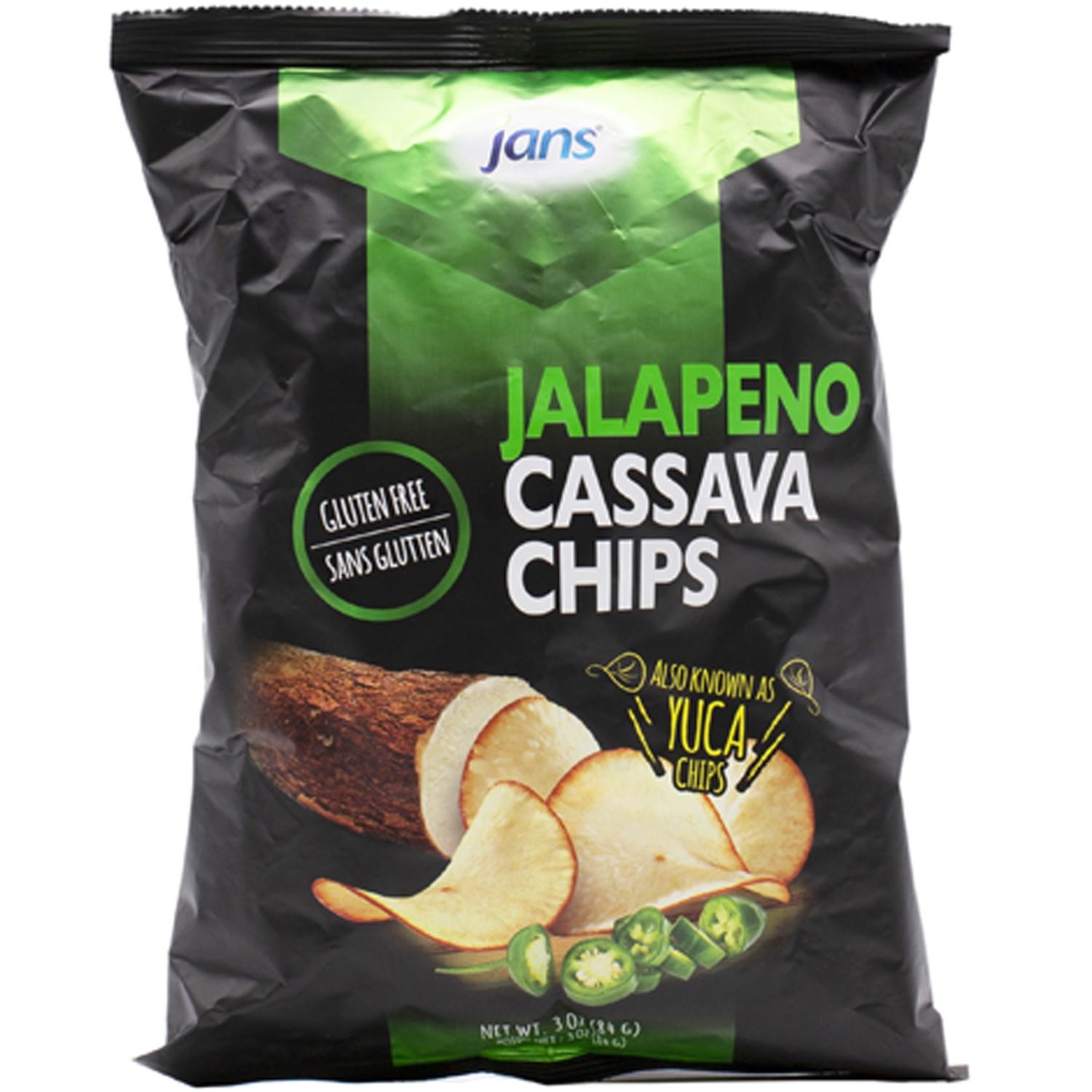 slide 1 of 1, Jans Jalapeno Cassava Chips, 1 ct