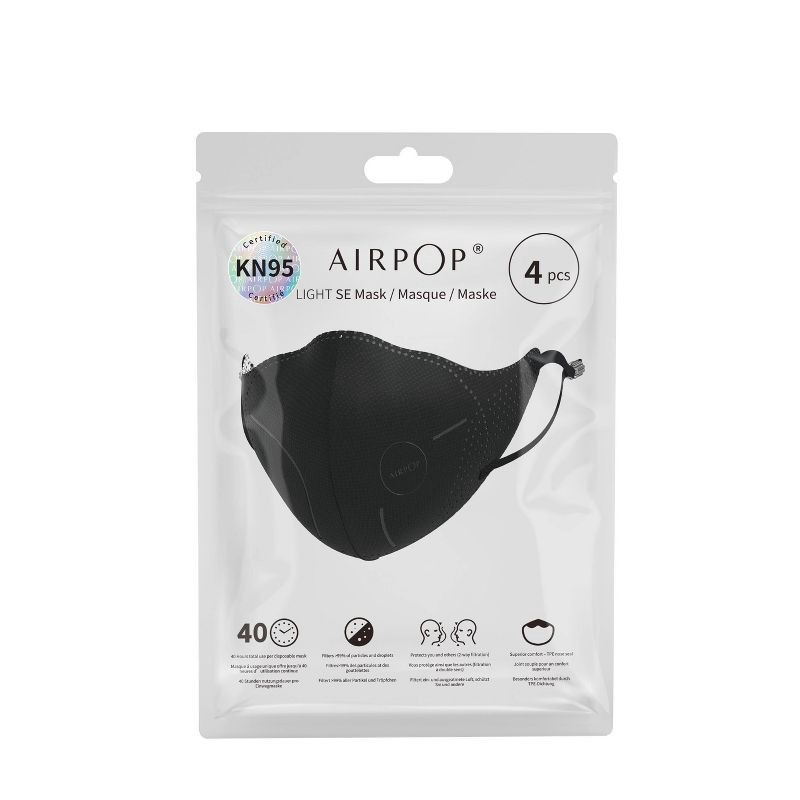 slide 1 of 13, AirPop Light SE KN95 Facemask - Black, 1 ct