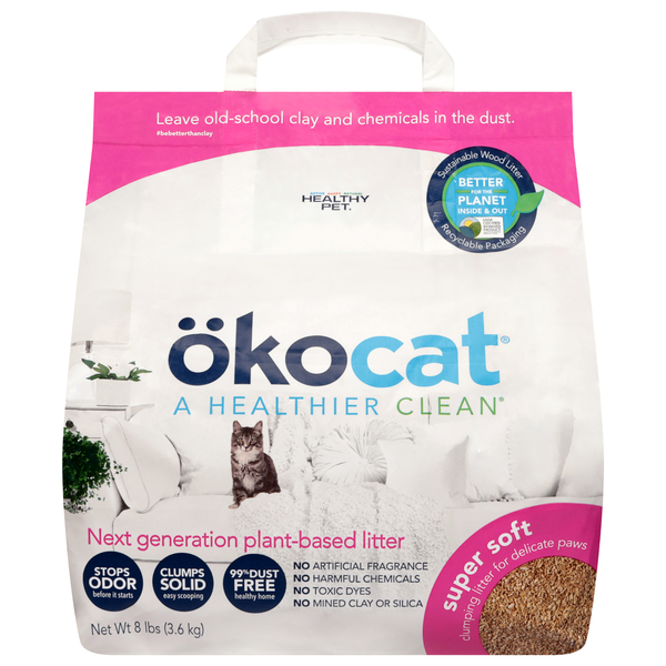 slide 1 of 1, okocat Next Generation Plant-Based Super Soft Litter 8 lb, 8 lb