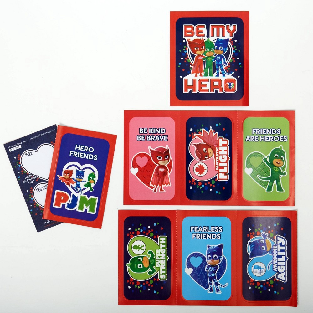slide 3 of 3, PJ Masks 16ct Giant Sticker Valentine's Day Classroom Exchange Cards - Paper Magic, 16 ct