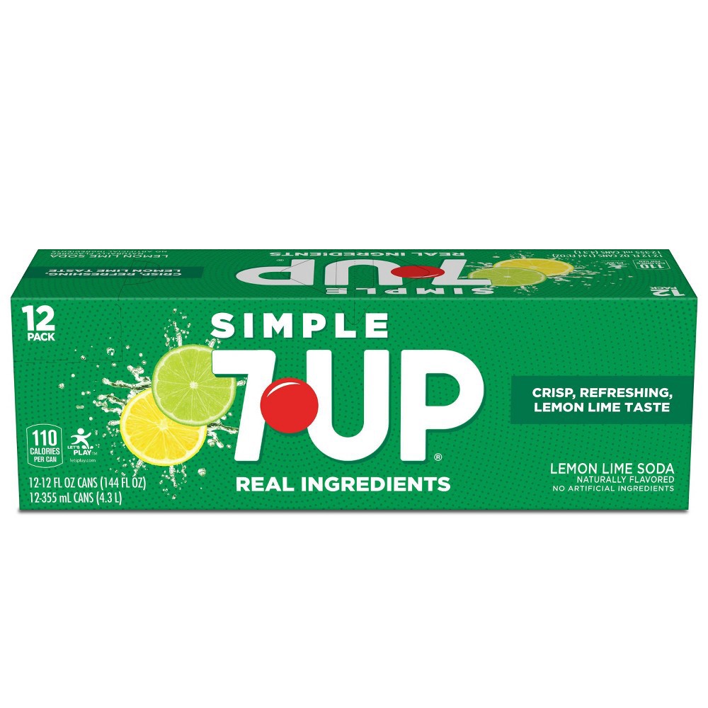 slide 8 of 8, 7UP Simple 7UP Lemon Lime Soda - 12pk/12 fl oz Cans, 12 ct; 12 fl oz