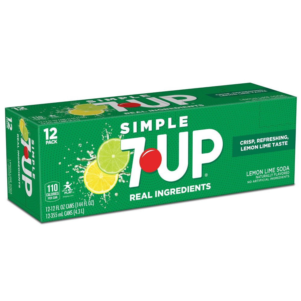 slide 6 of 8, 7UP Simple 7UP Lemon Lime Soda - 12pk/12 fl oz Cans, 12 ct; 12 fl oz