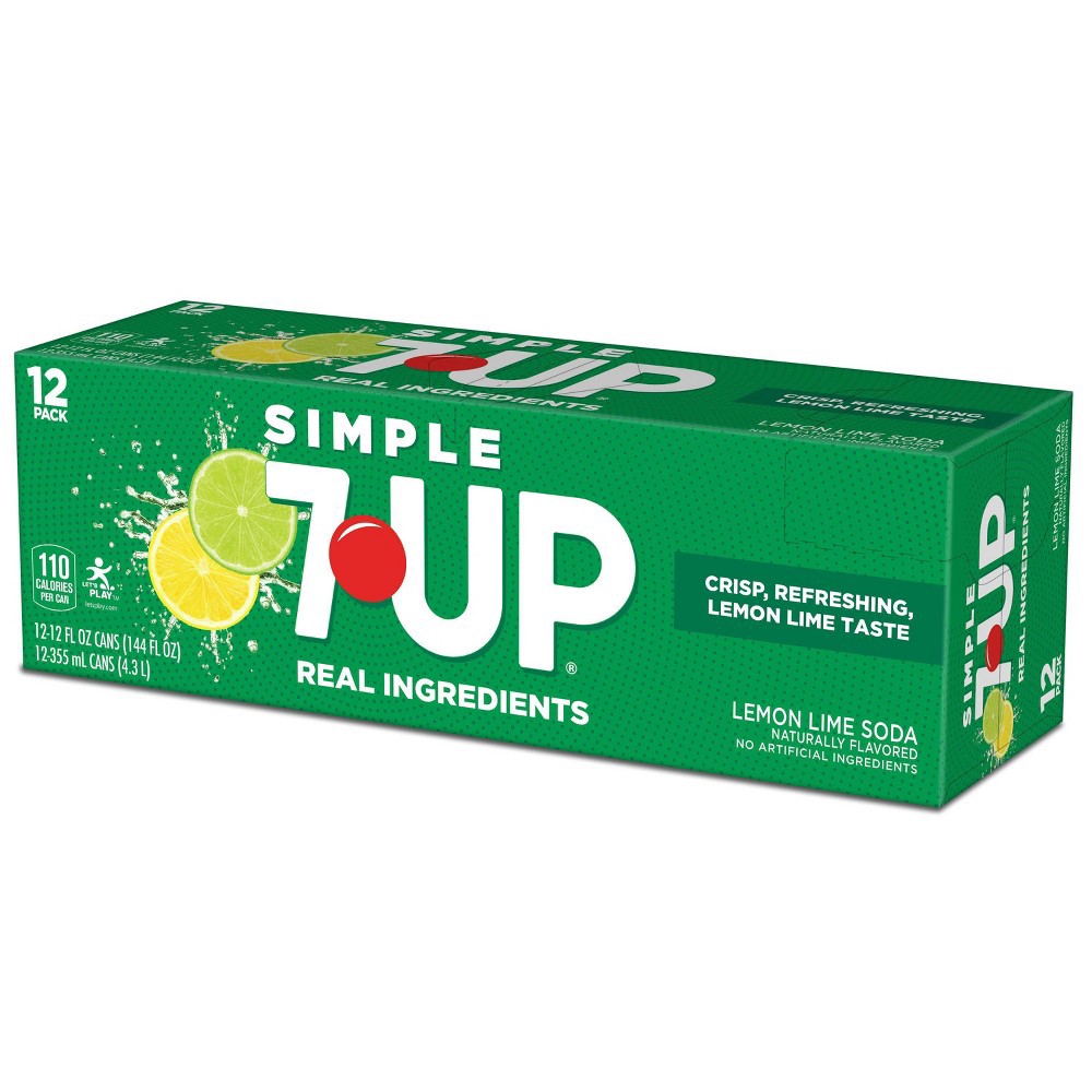 slide 3 of 8, 7UP Simple 7UP Lemon Lime Soda - 12pk/12 fl oz Cans, 12 ct; 12 fl oz