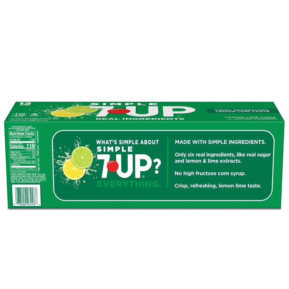 slide 5 of 8, 7UP Simple 7UP Lemon Lime Soda - 12pk/12 fl oz Cans, 12 ct; 12 fl oz