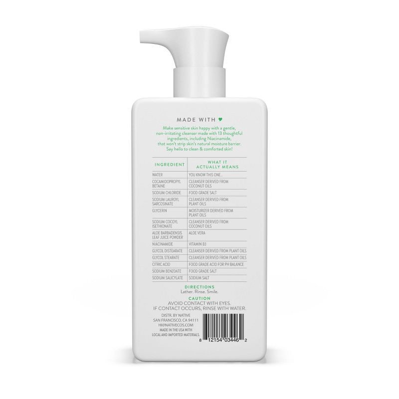 slide 6 of 6, Native Sensitive Skin Facial Cleanser - Unscented - 12 fl oz, 12 fl oz