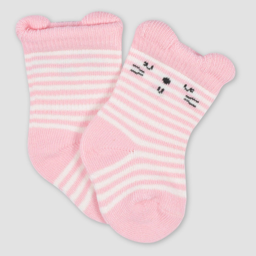 Gerber Baby Girls' 6pk Ballerina Jersey Wiggle Proof Socks - Pink 0-6M