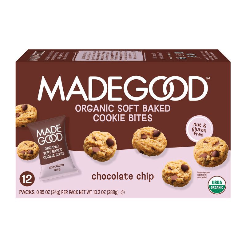 slide 2 of 4, MadeGood Organic Gluten Free Chocolate Chip Cookies Soft Baked Snack Pack - 12ct, 12 ct