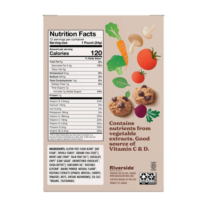 slide 2 of 6, MadeGood Organic Gluten Free Chocolate Chip Cookies Soft Baked Snack Pack - 12ct, 12 ct