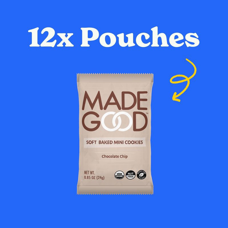 slide 3 of 6, MadeGood Organic Gluten Free Chocolate Chip Cookies Soft Baked Snack Pack - 12ct, 12 ct