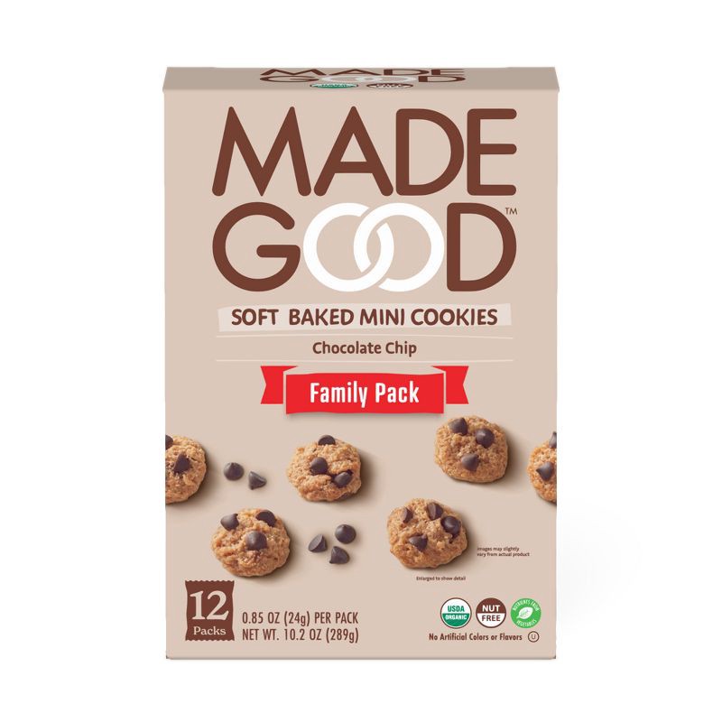 slide 1 of 6, MadeGood Organic Gluten Free Chocolate Chip Cookies Soft Baked - 12ct Traypack, 12 ct