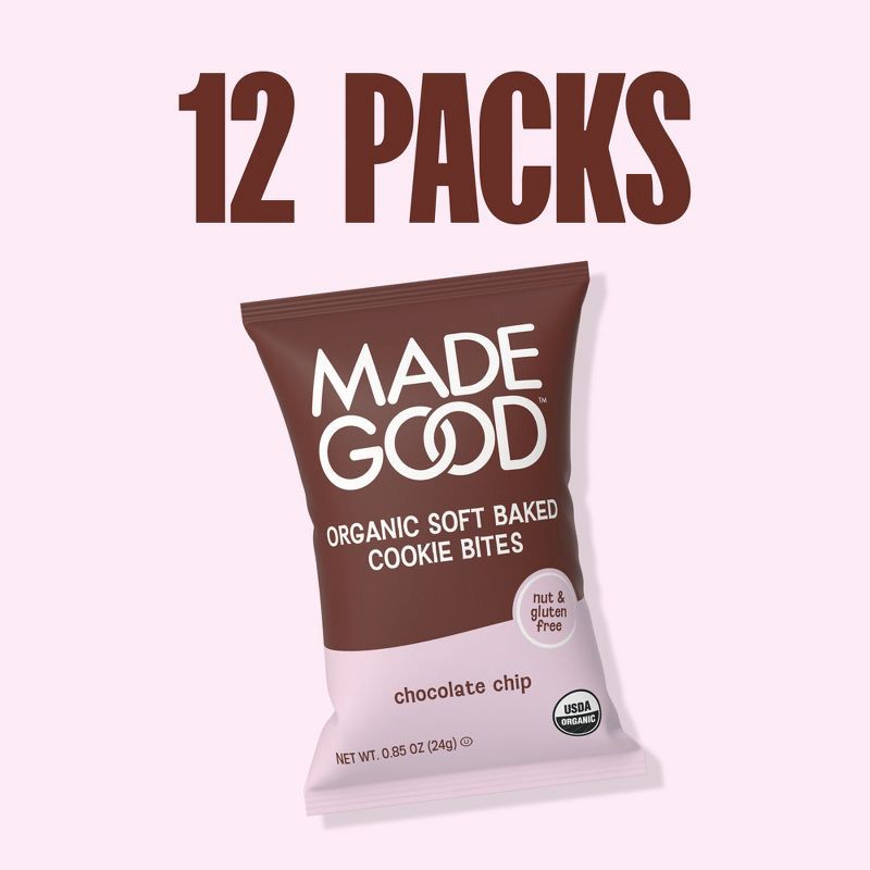 slide 8 of 10, MadeGood Organic Gluten Free Chocolate Chip Cookies Soft Baked Snack Pack - 12ct, 12 ct