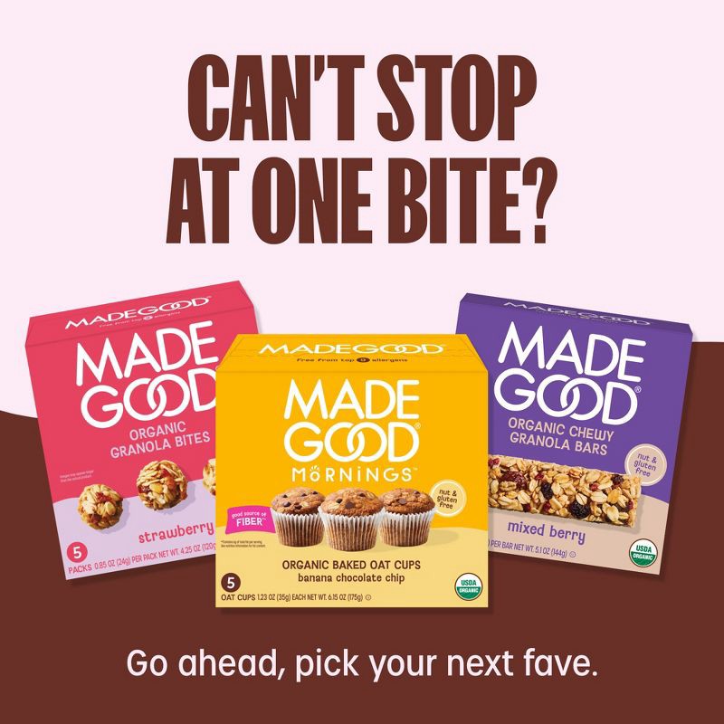 slide 10 of 10, MadeGood Organic Gluten Free Chocolate Chip Cookies Soft Baked Snack Pack - 12ct, 12 ct