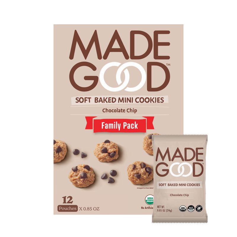 slide 1 of 6, MadeGood Organic Gluten Free Chocolate Chip Cookies Soft Baked - 12ct Traypack, 12 ct