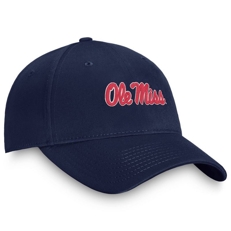 slide 3 of 4, NCAA Ole Miss Rebels Unstructured Washed Cotton Hat: Solid Pattern, Adjustable Pull-On Closure, One Size Fits Most, 1 ct