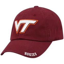 NCAA Virginia Tech Hokies Unstructured Washed Cotton Hat: Adjustable Solid Baseball Cap, One Size Fits Most