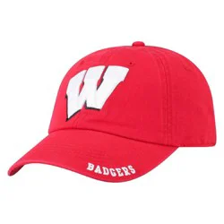 NCAA Wisconsin Badgers Captain Unstructured Washed Cotton Hat: Adjustable Solid Baseball Cap