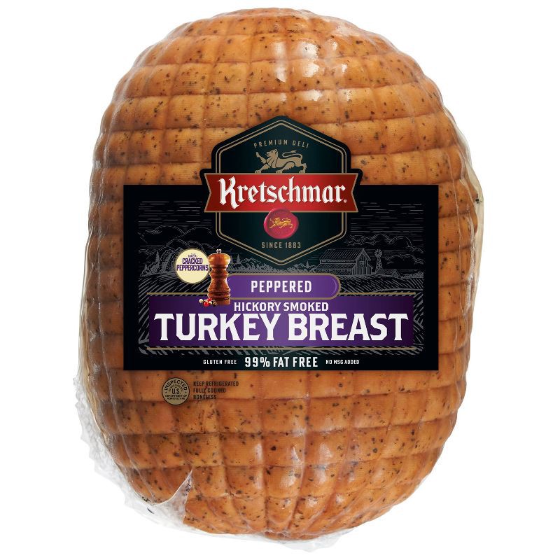 slide 2 of 3, Kretschmar Smoked Peppered Turkey Breast - price per lb, per lb