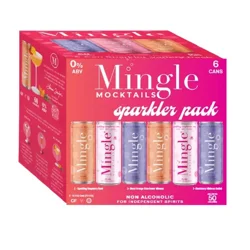 Mingle Non-Alcoholic Blood Orange Elderflower Mimosa/Sparkling Raspberry Rose/Blackberry Hibiscus Bellini Sparkler Pack Mocktails 6 - 12 fl oz Cans