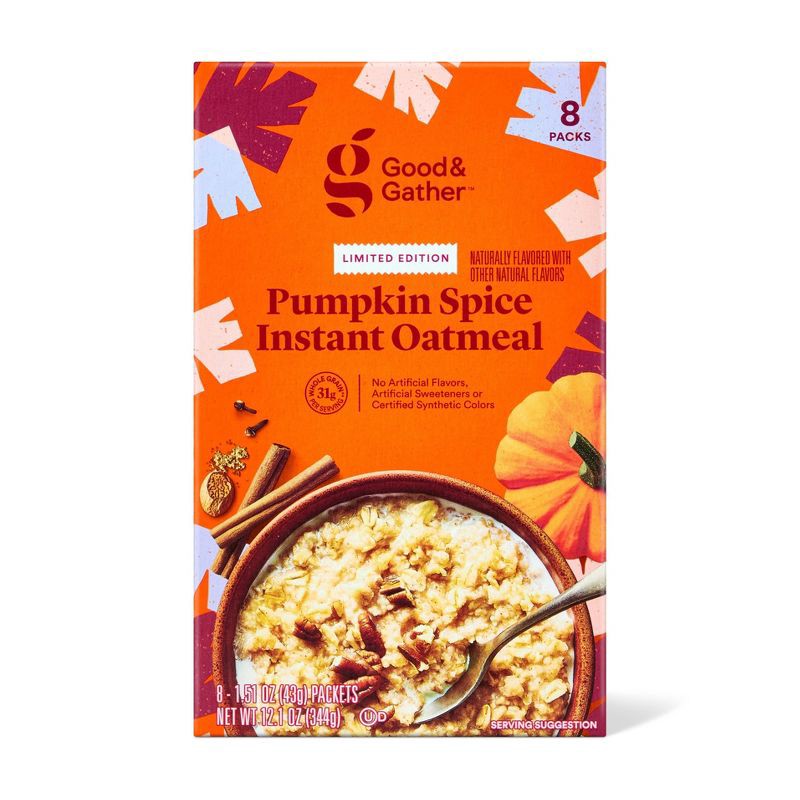 slide 1 of 5, Pumpkin Spice Naturally Flavored with Other Natural Flavors Instant Oatmeal - 12.1oz - Good & Gather™, 12.1 oz