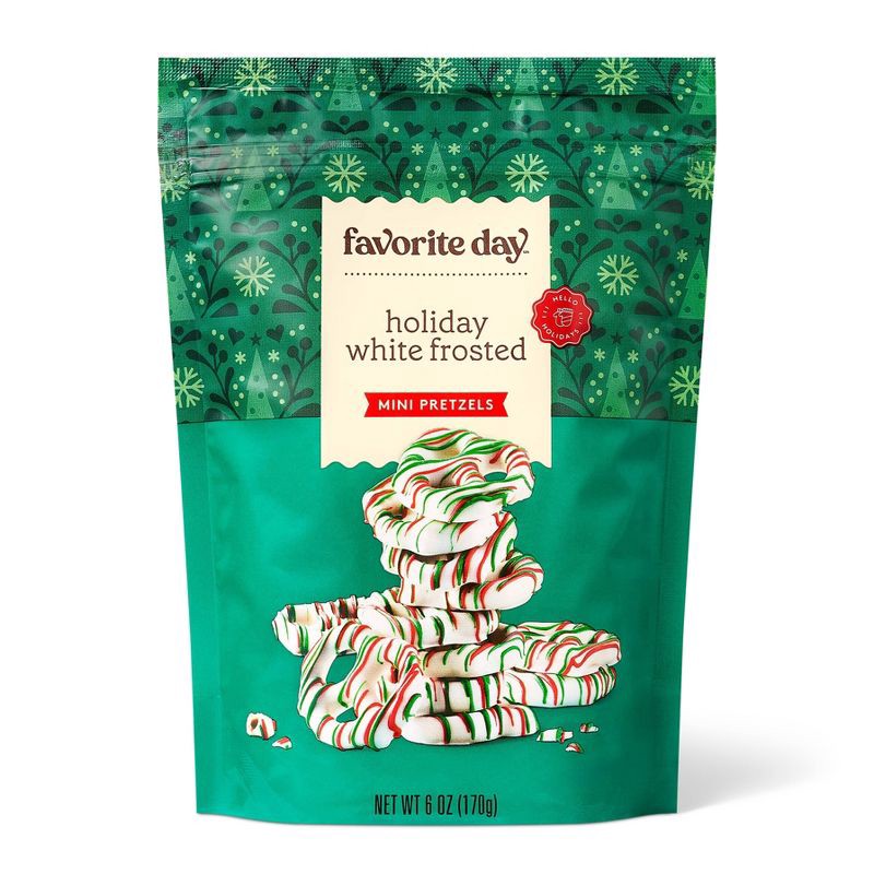 slide 1 of 3, Christmas White Frosted Mini Pretzels - 6oz - Favorite Day™, 6 oz