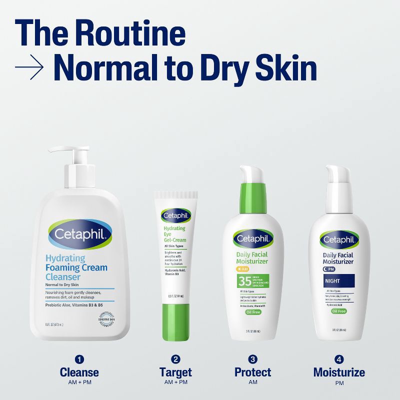 slide 4 of 8, Cetaphil Hydrating Foaming Cream Facial Cleanser Face Wash with Niacinamide - 16oz, 16 oz