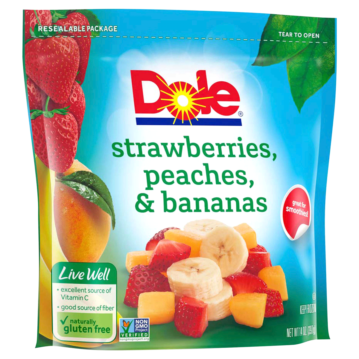 slide 1 of 8, Dole Ready-Cut Fruit Strawberries, Peaches, & Bananas, 14 oz