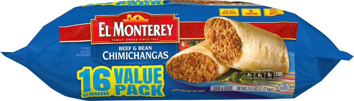 slide 2 of 7, El Monterey Beef And Bean Chimichangas Value Pack, 1 ct