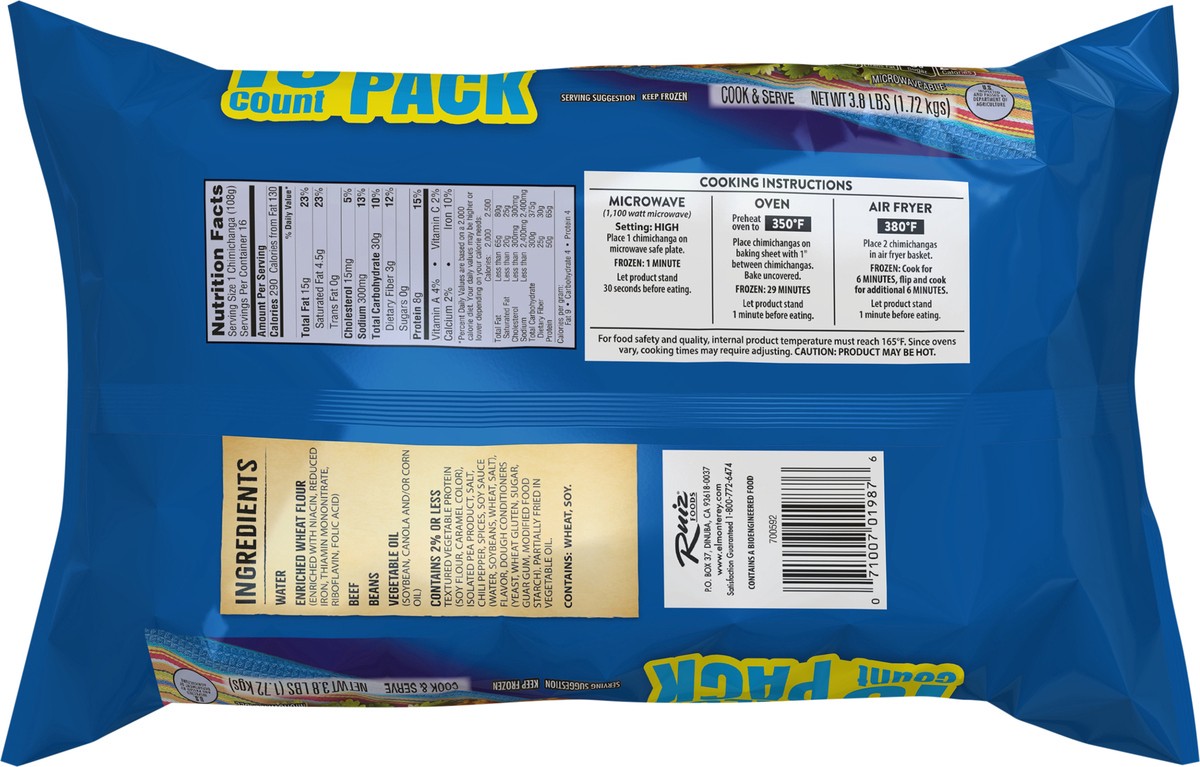 slide 6 of 7, El Monterey Beef And Bean Chimichangas Value Pack, 1 ct