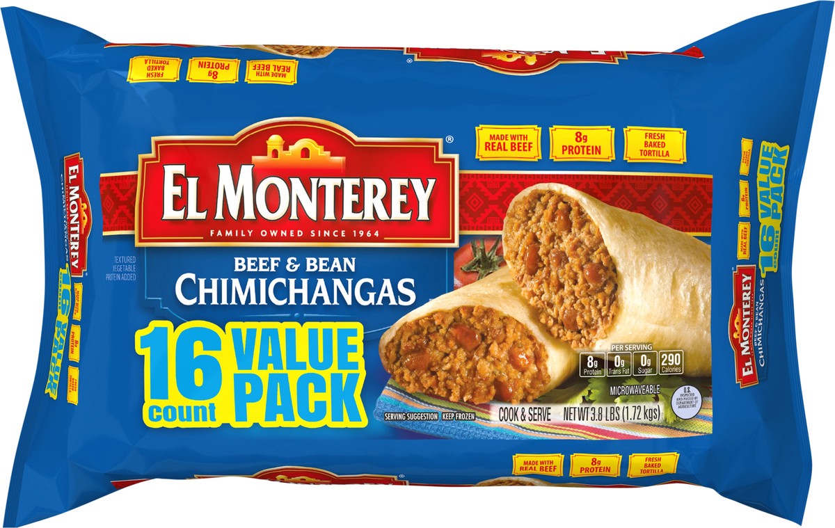 slide 7 of 7, El Monterey Beef And Bean Chimichangas Value Pack, 1 ct