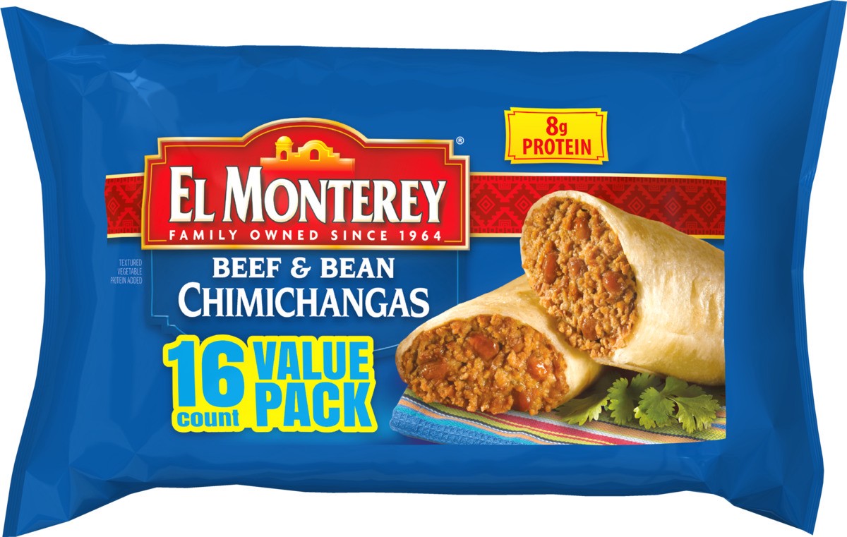 slide 1 of 7, El Monterey Beef And Bean Chimichangas Value Pack, 1 ct