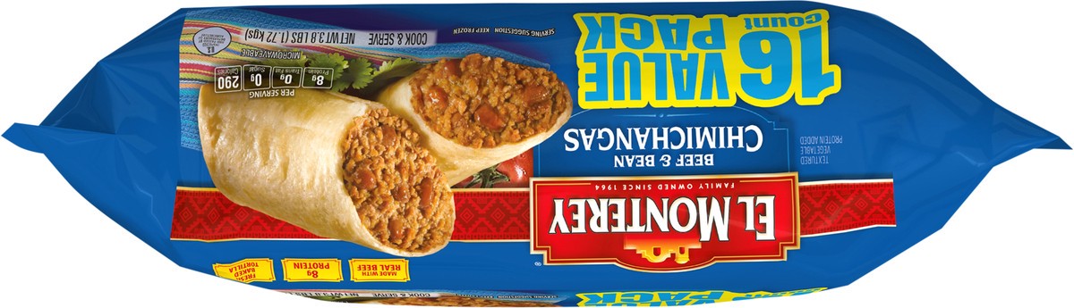 slide 3 of 7, El Monterey Beef And Bean Chimichangas Value Pack, 1 ct