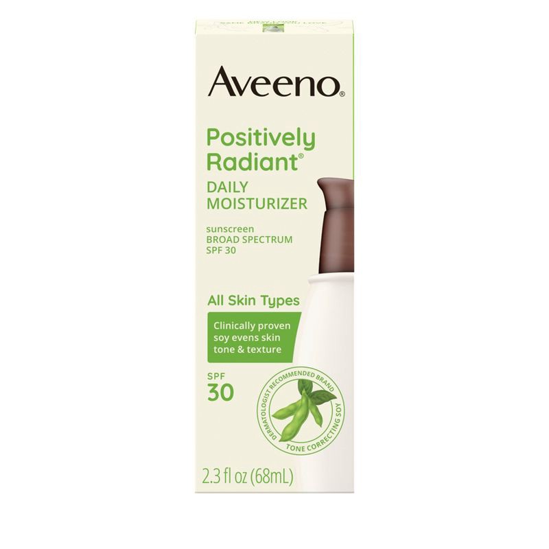 slide 2 of 11, Aveeno Positively Radiant Sheer Daily Moisturizer - SPF 30 - 2.3 fl oz, 30 x 2.3 fl oz