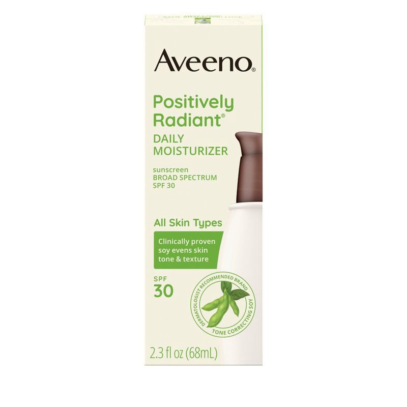 slide 8 of 11, Aveeno Positively Radiant Sheer Daily Moisturizer - SPF 30 - 2.3 fl oz, 30 x 2.3 fl oz