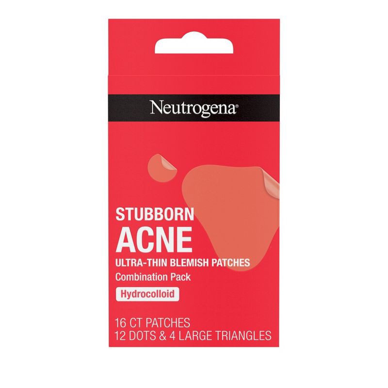 slide 1 of 12, Neutrogena Stubborn Acne Ultra-Thin Blemish Hydrocolloid Patches, Combination Pack - 16 Patches, 1 ct