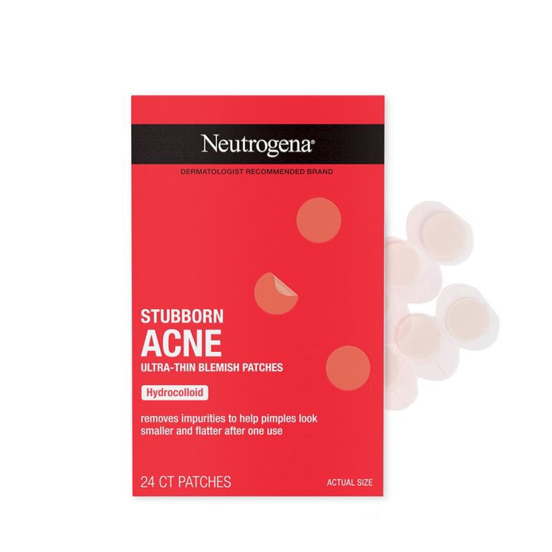 slide 1 of 9, Neutrogena Stubborn Acne Ultra-Thin Blemish Pimple Patches - 24ct: No Fragrance Added, For Normal To Acne-Prone Skin, 24 ct