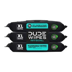 DUDE Chill Mint Flushable Wipes XL 3 - 48 Wipe Packs