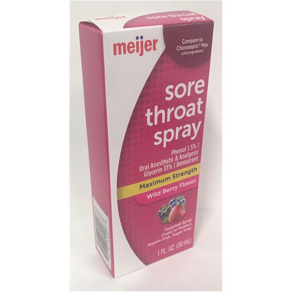 slide 4 of 13, Meijer Maximum Strength Sore Throat Spray Wild Berry Flavor, 1 oz