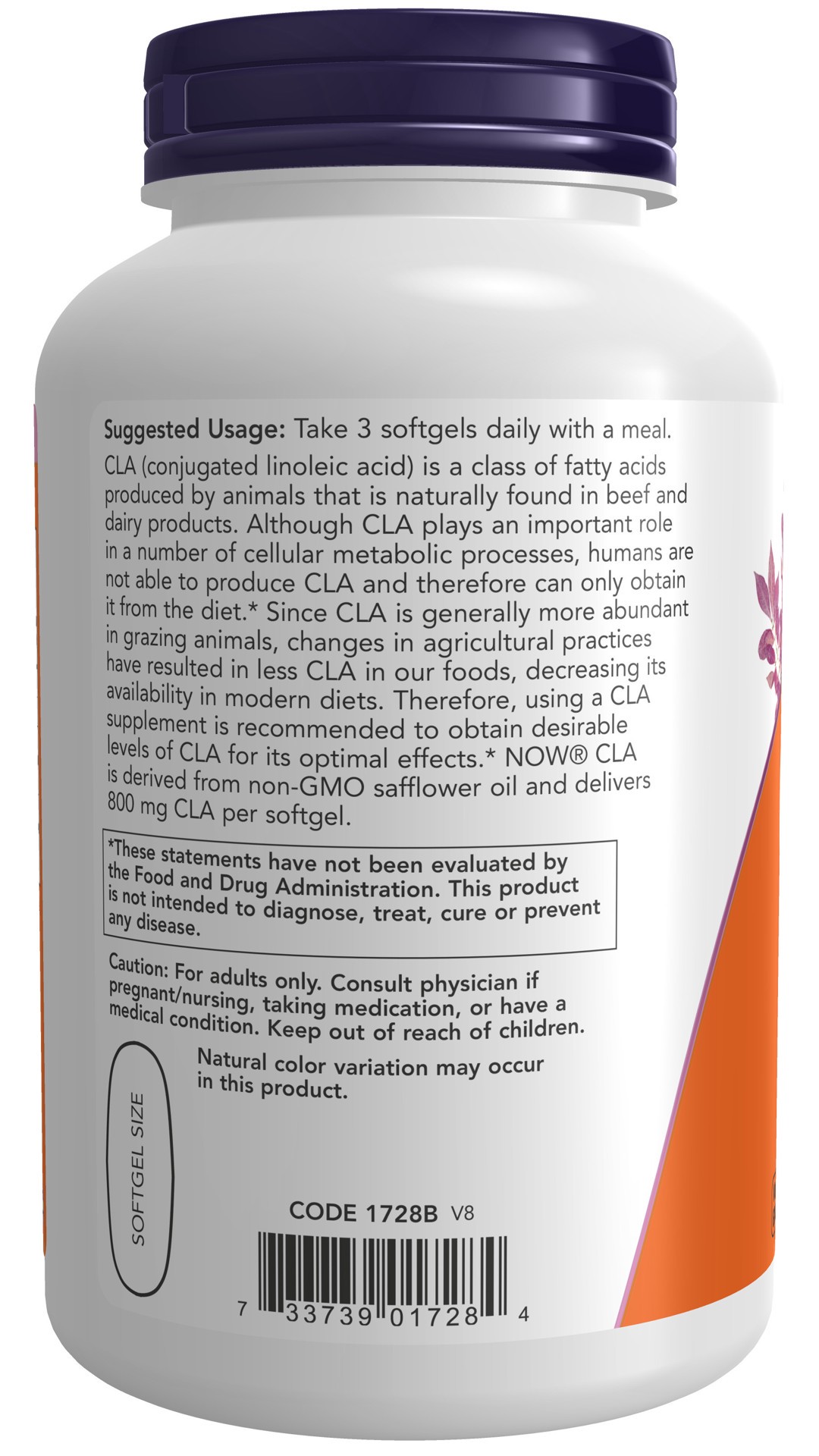 slide 3 of 4, NOW CLA (Conjugated Linoleic Acid) 800 mg - 180 Softgels, 180 ct