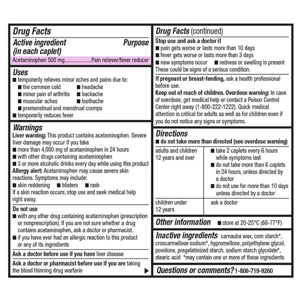 slide 16 of 25, Meijer Extra Strength Acetaminophen Caplets, Pain Reliever and Fever Reducer, 500 mg, 500 ct