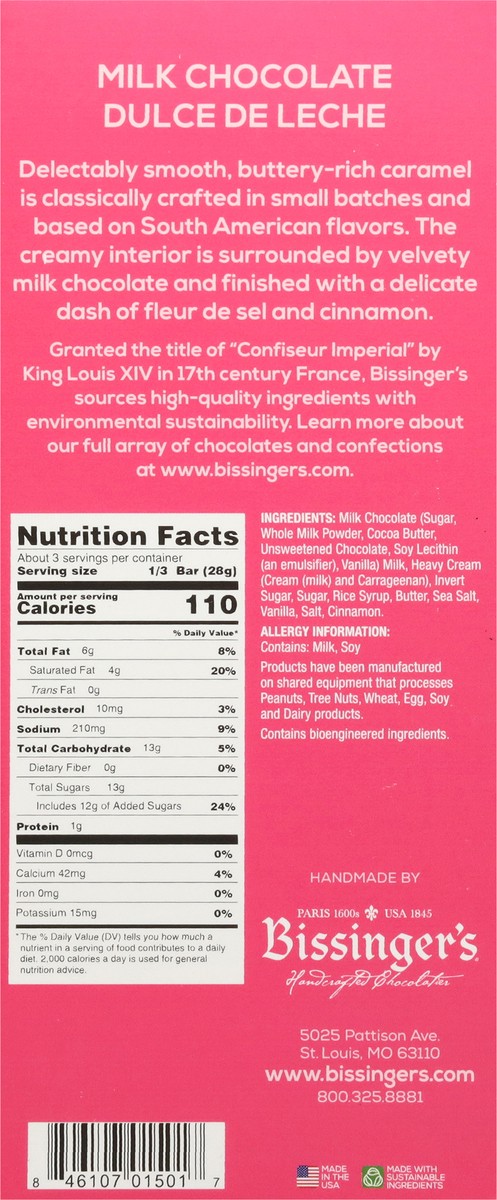 slide 9 of 13, Bissinger's Milk Chocolate Dulce de Leche 3 oz, 3 oz